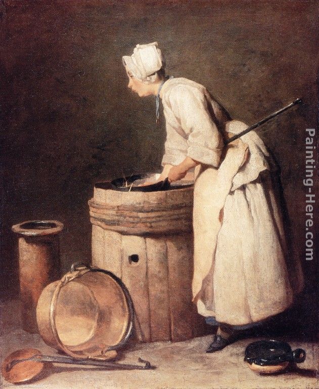 The Scullery Maid painting - Jean Baptiste Simeon Chardin The Scullery Maid art painting